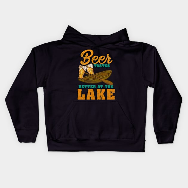 Beer Tastes Better At The Lake - Boat Fishing Gift Kids Hoodie by biNutz